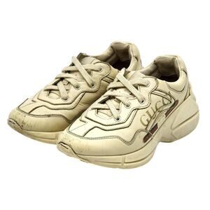 Gucci Kids Rhyton 585089 Leather Sneakers White US 13.5 EU 31 - Preowned